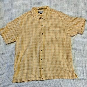 Columbia Short Sleeve Shirt XL Yellow Button Down